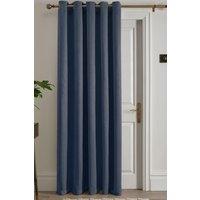 Fusion 'Strata' Dim out woven Eyelet Single Panel Door Curtain in Navy | Size: 168 cm width x 214 cm drop