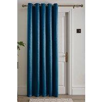 Fusion 'Strata' Dim out woven Eyelet Single Panel Door Curtain in Teal | Size: 168 cm width x 214 cm drop