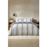 Catherine Lansfield 'Harbour Stripe' Reversible Duvet Cover Set in Black | Size: Double