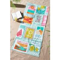 Catherine Lansfield 'Postcards' Cotton Beach Towel in Green