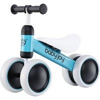 Gymax Baby Balance Bike No Pedal Infant 4 Wheels Bicycle Ride On Saddle Seat in Baby Blue