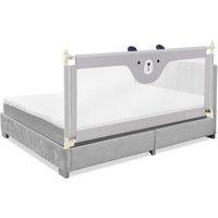 Gymax 175cm Cute Baby Bed Rail Bed Guard Infant Guardrail With Double Lock in Grey