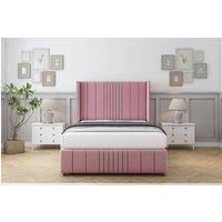 Comfort Beds Grace Plush Divan Base No Drawers - 54 Wingback-Footboard in Pink | Size: Small Double