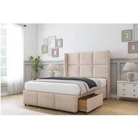 Comfort Beds Charlie Naples Divan Base 2 Drawers - 54 Wingback-Footboard in Light Sand | Size: Small Double