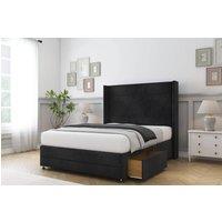 Comfort Beds Milano Naples Divan Base 2 Drawers - 54 Wingback-Footboard in Black | Size: King