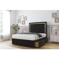 Comfort Beds Sofia Gold Plush Divan Base 4 Drawers - 54 Headboard-Footboard in Black | Size: Super King