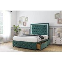 Comfort Beds Sofia Chrome Plush Divan Base 2 Drawers - 54 Headboard-Footboard in Emerald | Size: Super King