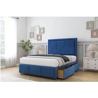 Comfort Beds Savoy Plush Divan Base 2 Drawers - 54 Headboard-Footboard in Navy | Size: King