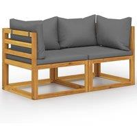 Berkfield Home 2-seater Garden Bench with Dark Grey Cushions (UK/IE/FI/NO only) in Brown