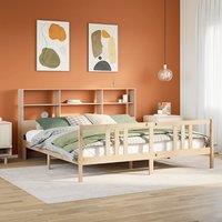 Berkfield Home Bookcase Bed without Mattress 180x200cm Super King Solid Wood Pine in Brown