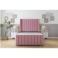 Sloomy Melbourne Plush Bed Frame With 50 Upholstered Wingback Headboard in Pink | Size: Single
