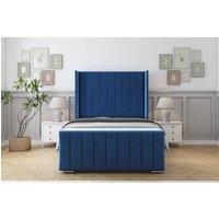 Sloomy Melbourne Plush Bed Frame With 50 Upholstered Wingback Headboard in Navy | Size: Single
