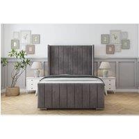 Sloomy Melbourne Naples Bed Frame With 50 Upholstered Wingback Headboard in Grey | Size: Single