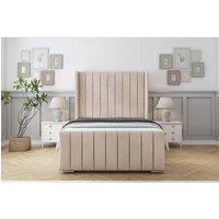Sloomy Melbourne Naples Bed Frame With 50 Upholstered Wingback Headboard in Light Sand | Size: Single