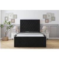 Sloomy Devonshire Plush Bed Frame With 50 Upholstered Wingback Headboard in Black | Size: King