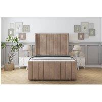Sloomy Kingsley Naples Bed Frame With 50 Upholstered Headboard in Light Brown | Size: Small Double