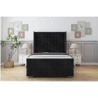 Sloomy Harrington Naples Bed Frame With 50 Upholstered Headboard in Black | Size: Single