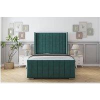 Sloomy Camden Plush Bed Frame With 50 Upholstered Wingback Headboard in Emerald | Size: Double