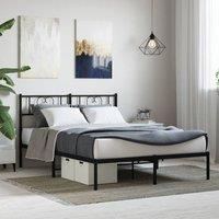 Berkfield Home Metal Bed Frame with Headboard Black 150x200 cm King Size