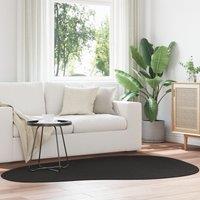 Berkfield Home Rugs Black Polypropylene 140 x 200 cm Area Rugs Oval Modern | Size: Medium