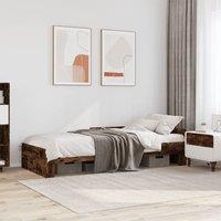 Berkfield Home Bed Frame without Mattress Smoked Oak 100x200 cm Engineered Wood in Brown