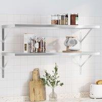 Berkfield Home Wall Shelves 2 pcs 100x40x3 cm Silver Stainless Steel | Size: 100 x 40 x 3 cm