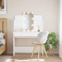 Berkfield Home Dressing Table with LED Lights White 96x40x142 cm | Size: 96 x 40 x 142 cm
