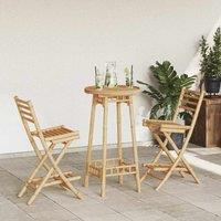 Berkfield Home 3 Piece Outdoor Bar Set Foldable Bamboo in Brown