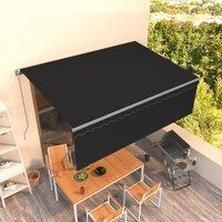 Berkfield Home Manual Retractable Awning with Blind 4x3m Anthracite in Black