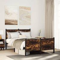 Berkfield Home Metal Bed Frame without Mattress Smoked Oak 120x190 cm Small Double in Brown