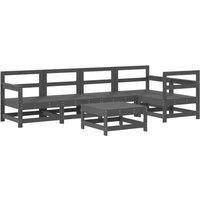 Berkfield Home 6 Piece Garden Lounge Set Grey Solid Wood Pine