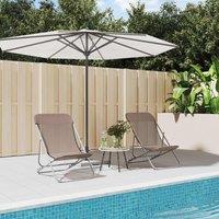Berkfield Home Folding Beach Chairs 2 pcs Brown Textilene&Powder-coated Steel