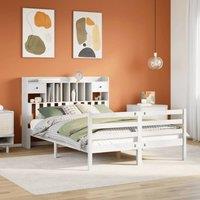 Berkfield Home Bookcase Bed Frame White 180x200 cm Super King Solid Wood Pine