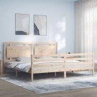 Berkfield Home Bed Frame with Headboard 200x200 cm Solid Wood in Brown