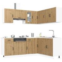 Berkfield Home 11 Piece Kitchen Cabinet Set Lucca Artisan Oak Engineered Wood in Brown