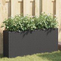 Berkfield Home Garden Planter with 2 Pots Black 90x20x40 cm Poly Rattan | Size: 90 x 20 x 40 cm