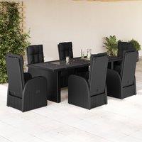Berkfield Home 7 Piece Garden Dining Set with Cushions Black Poly Rattan