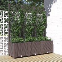 Berkfield Home Garden Planter with Trellis Brown 120x40x136 cm PP | Size: 120 x 40 x 136 cm