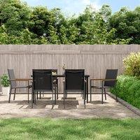 Berkfield Home 7 Piece Garden Dining Set Black Textilene & Steel