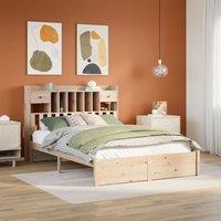 Berkfield Home Bookcase Bed without Mattress 140x190cm Solid Wood Pine in Brown | Size: 140x190 cm