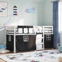 Berkfield Home Bunk Bed without Mattress White&Black 90x200 cm Solid Wood Pine in Black