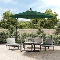 Berkfield Home Hanging Parasol with LED Lighting 300 cm Green Metal Pole