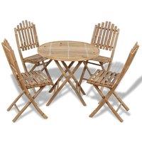 Berkfield Home 5 Piece Folding Outdoor Dining Set Bamboo in Brown