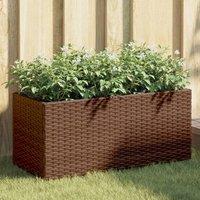 Berkfield Home Garden Planters with 2 Pots 2 pcs Brown 72x30x32 cm Poly Rattan | Size: 72 x 30 x 32 cm