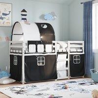 Berkfield Home Bunk Bed without Mattress White&Black 80x200 cm Solid Wood Pine in Black