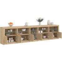 Berkfield Home Sideboard with LED Lights Sonoma Oak 283x37x67 cm in Brown | Size: 283 x 37 x 67 cm