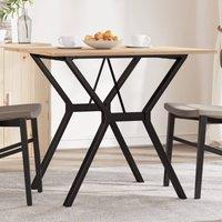 Berkfield Home Dining Table Y-Frame 80x80x75 cm Solid Wood Pine & Steel in Brown | Size: 80 x 80 x 75 cm
