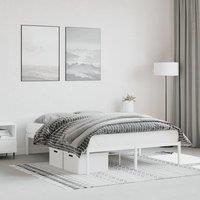 Berkfield Home Metal Bed Frame without Mattress White 135x190cm | Size: 135x190 cm