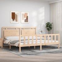 Berkfield Home Bed Frame with Headboard 180x200 cm Super King Solid Wood in Brown
