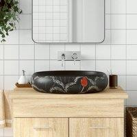 Berkfield Home Countertop Basin Black Oval 59x40x15 cm Ceramic | Size: 59 x 40 x 15 cm